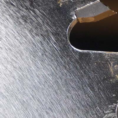 a closeup of the hardened satin chrome finish on a grizzly extreme series blade