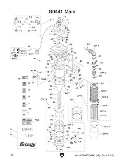その他 Gato Parts for 3 HP Cyclone Dust Collector - Grizzly Industrial, Inc.