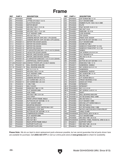 Part Diagram for G0449