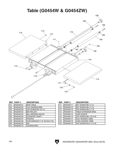 Part Diagram for G0453W