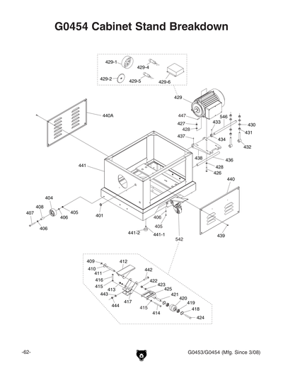 Parts for G0454 20
