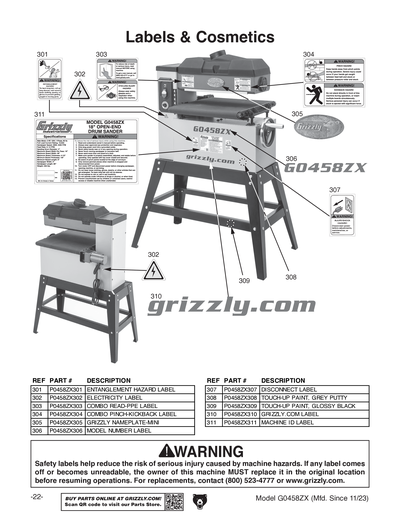 Part Diagram for G0458ZX