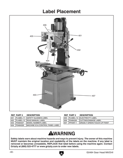 Part Diagram for G0484