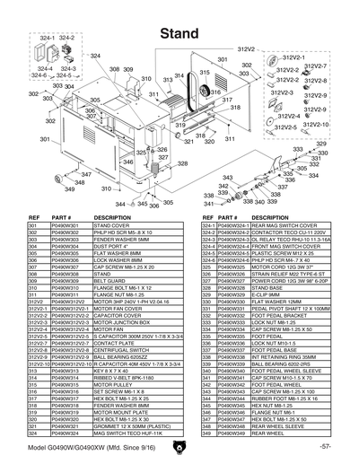 Part Diagram for G0490W