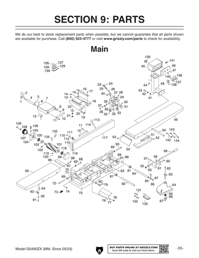 Parts for G0490ZX 8