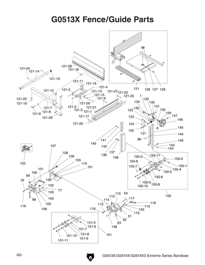 Parts for G0513X 17
