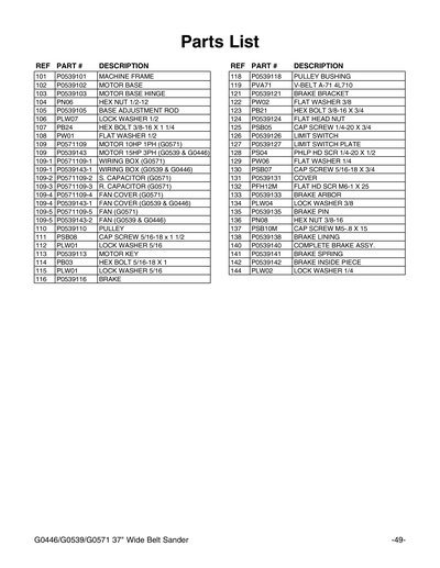 Part Diagram for G0539