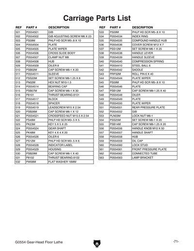Part Diagram for G0554