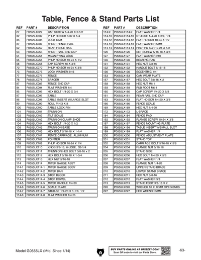 Part Diagram for G0555LX