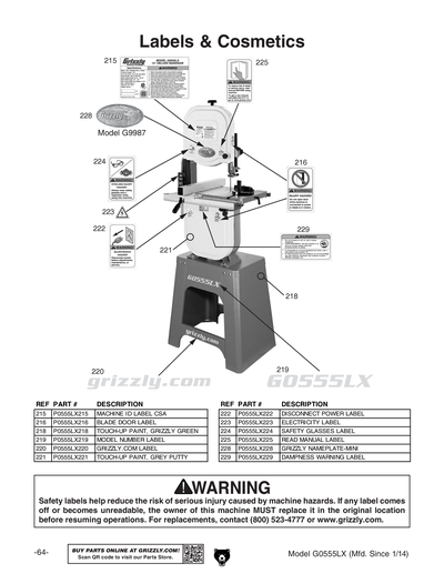 Part Diagram for G0555LX