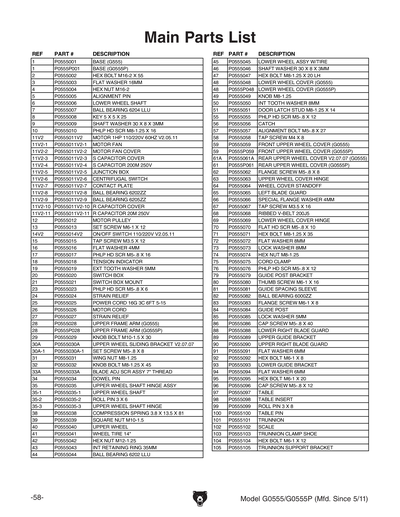 Parts for G0555P 14