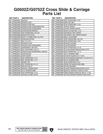 Part Diagram for G0602