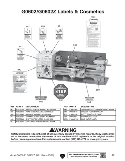 Part Diagram for G0602