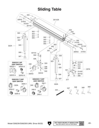 Part Diagram for G0623X3
