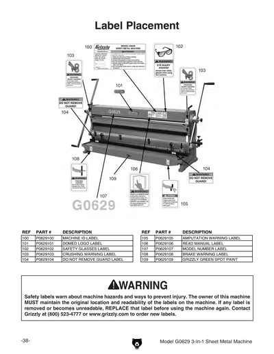Part Diagram for G0629