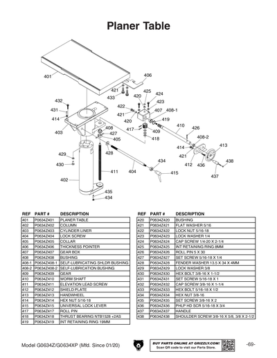 Part Diagram for G0634Z