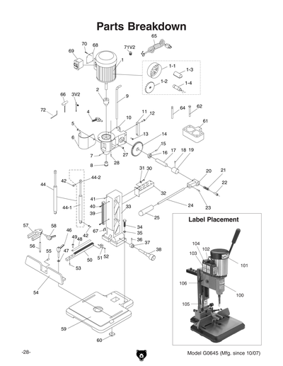 Part Diagram for G0645