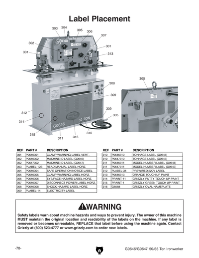 Part Diagram for G0647