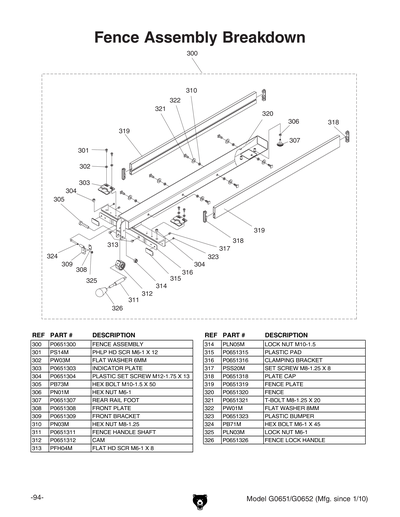 Part Diagram for G0651