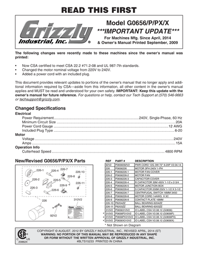 Part Diagram for G0656P