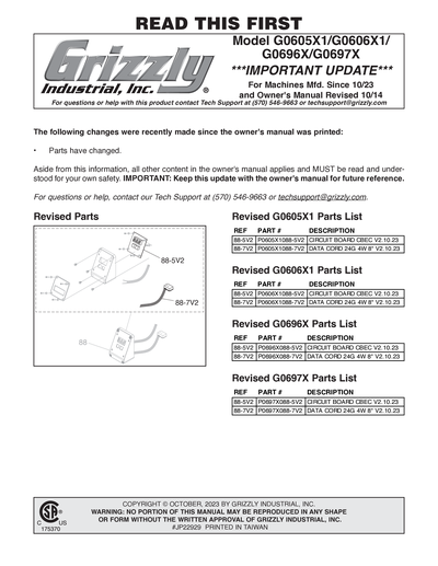 Part Diagram for G0696X