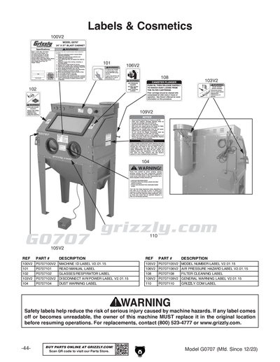 Part Diagram for G0707