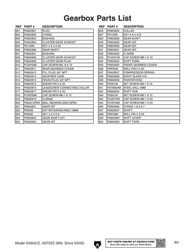 Part Diagram for G0752Z