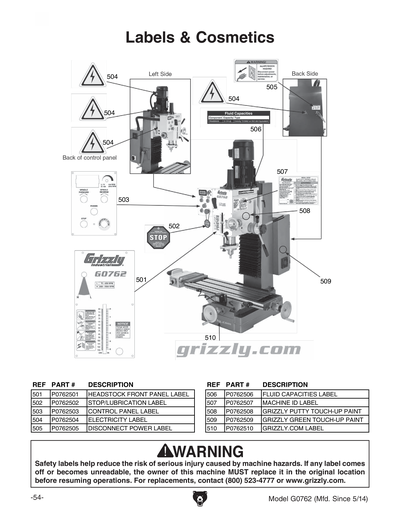 Part Diagram for G0762