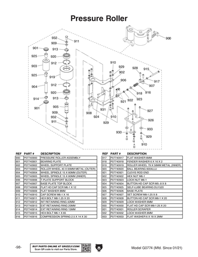 Part Diagram for G0774