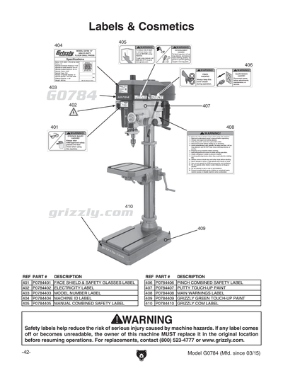 Part Diagram for G0784