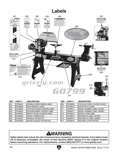 Part Diagram for G0799