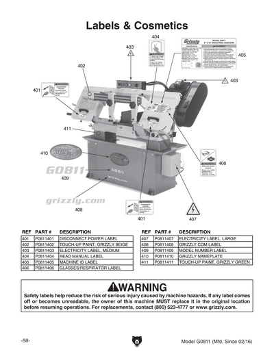 Part Diagram for G0811