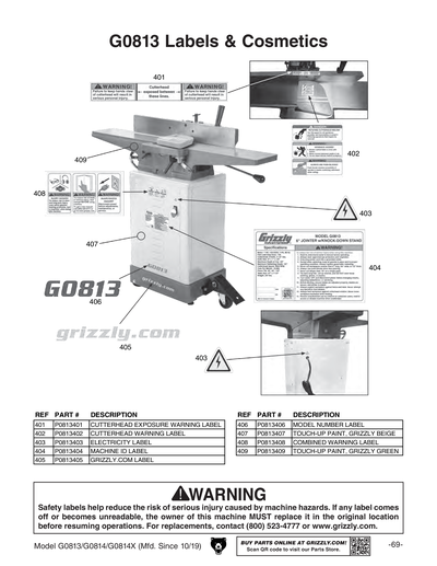 Part Diagram for G0813