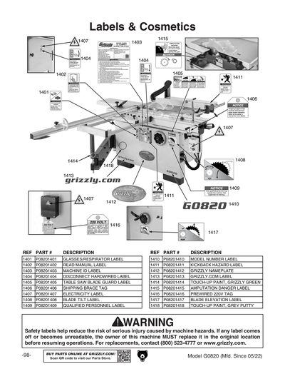 Part Diagram for G0820