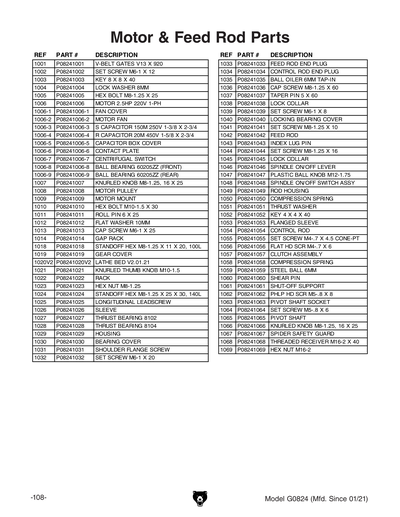Part Diagram for G0824