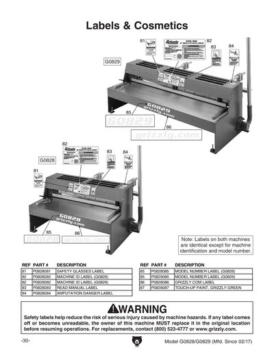 Part Diagram for G0829