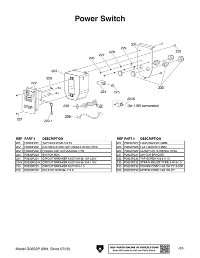 Part Diagram for G0833P