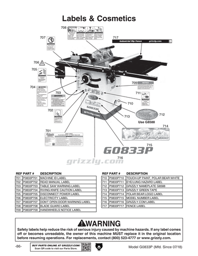 Part Diagram for G0833P