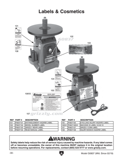 Part Diagram for G0837