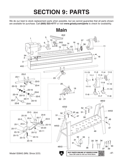 Parts for G0842 14