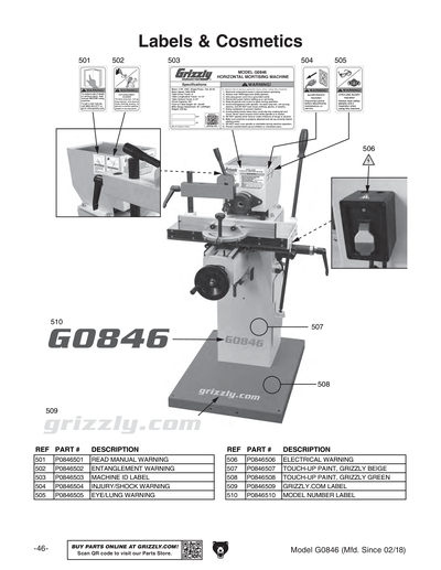 Part Diagram for G0846
