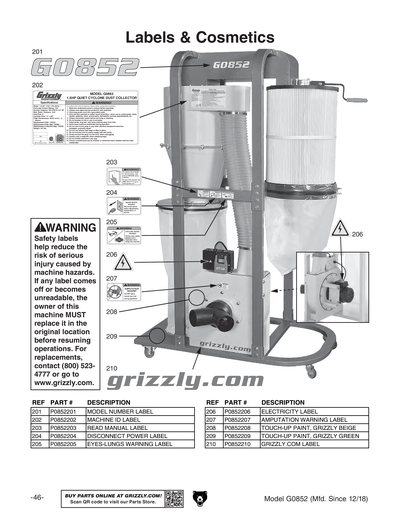 Part Diagram for G0852
