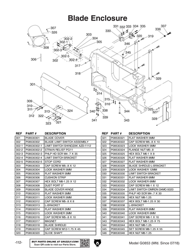 Part Diagram for G0853