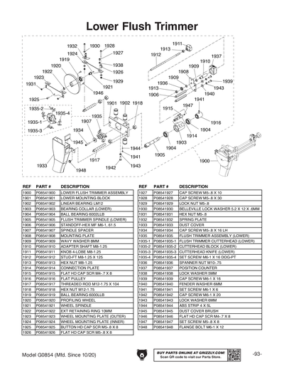 Part Diagram for G0854