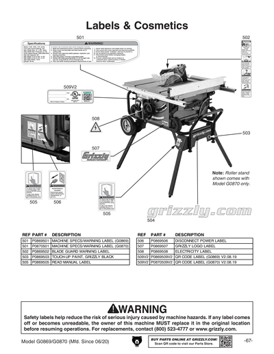 Part Diagram for G0869