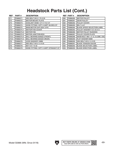 Part Diagram for G0886
