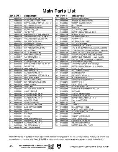 Part Diagram for G0889Z