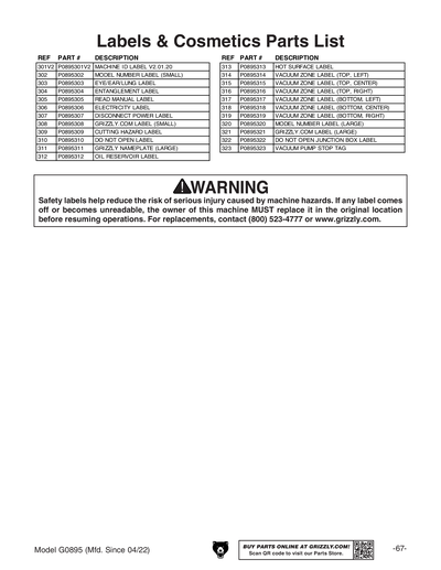 Part Diagram for G0895