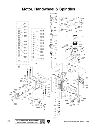 Parts for 5 HP Deluxe Spindle Shaper - Grizzly Industrial, Inc.