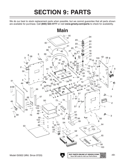 Part Diagram for G0922